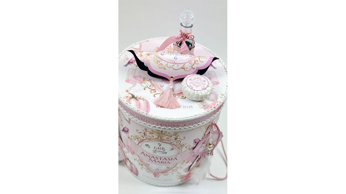 Trusou botez Princess Pink tematică prințesă, elegant și brodat 14